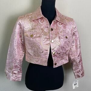 NWT Latina Life pink metallic paisley crop jacket girl’s 12